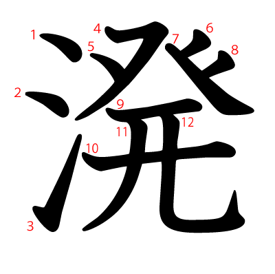 溌の教科書体(筆順付き)
