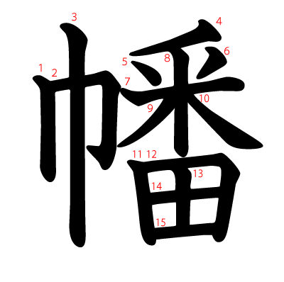 幡の教科書体(筆順付き)