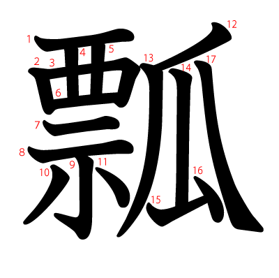瓢の教科書体(筆順付き)