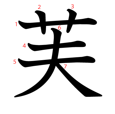 芙の教科書体(筆順付き)