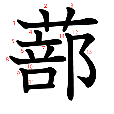 蔀の教科書体(筆順付き)