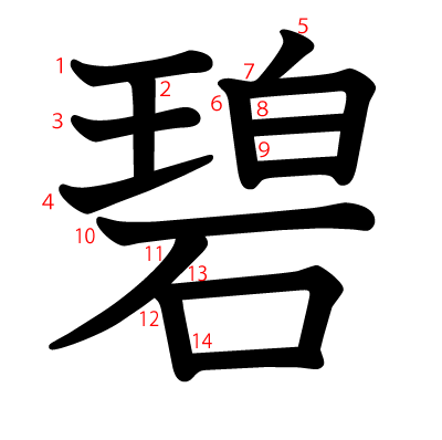 碧の教科書体(筆順付き)