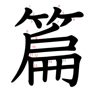 篇の教科書体(筆順付き)