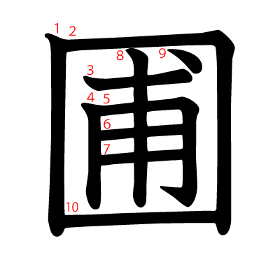 圃の教科書体(筆順付き)