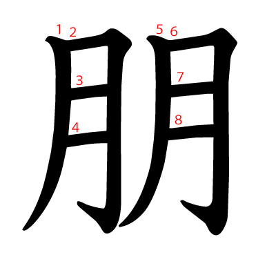 朋の教科書体(筆順付き)