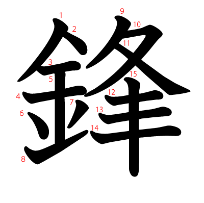 鋒の教科書体(筆順付き)