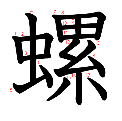 螺の教科書体(筆順付き)