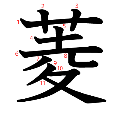 菱の教科書体(筆順付き)