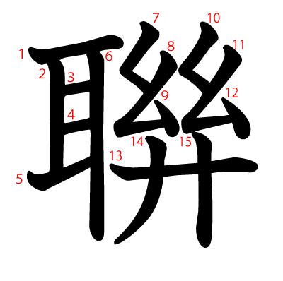 聨の教科書体(筆順付き)