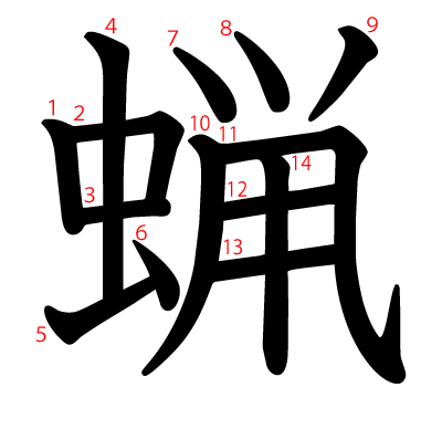 蝋の教科書体(筆順付き)