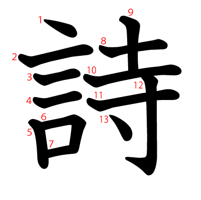 詩の教科書体(筆順付き)