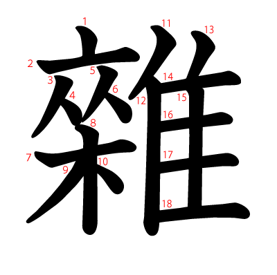 雜の教科書体(筆順付き)