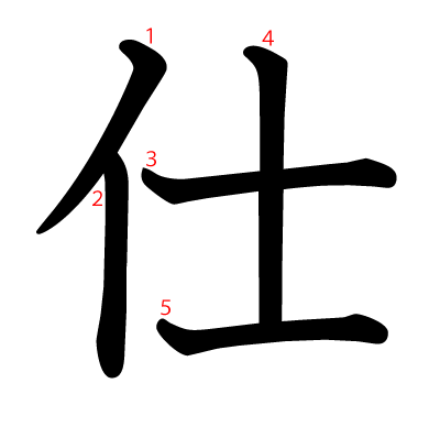 仕の教科書体(筆順付き)