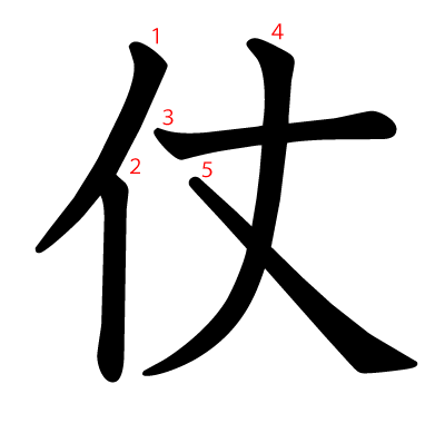 仗の教科書体(筆順付き)