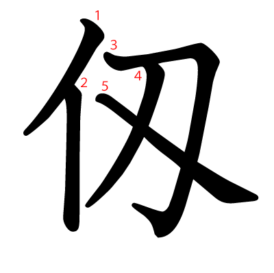 仭の教科書体(筆順付き)