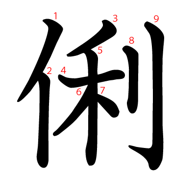 俐の教科書体(筆順付き)