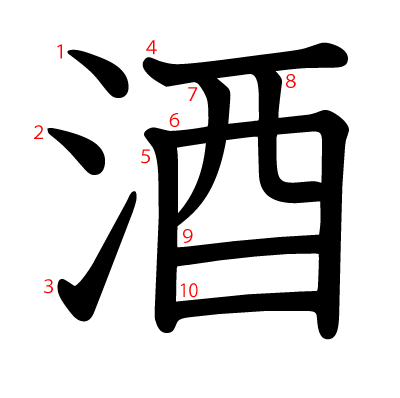 酒の教科書体(筆順付き)