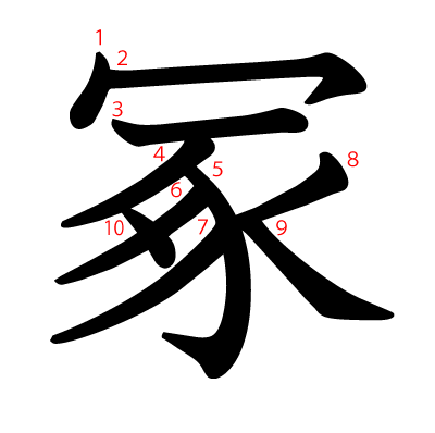 冢の教科書体(筆順付き)