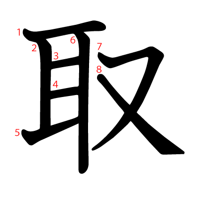 取の教科書体(筆順付き)