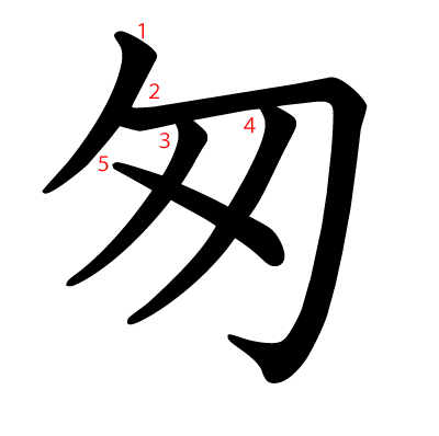 匆の教科書体(筆順付き)