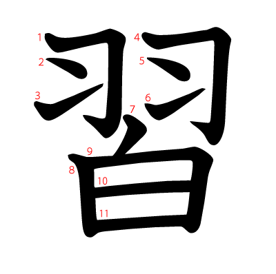 習の教科書体(筆順付き)