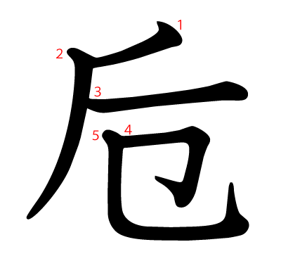 卮の教科書体(筆順付き)