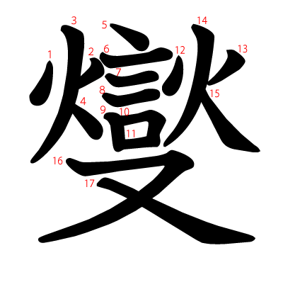 燮の教科書体(筆順付き)