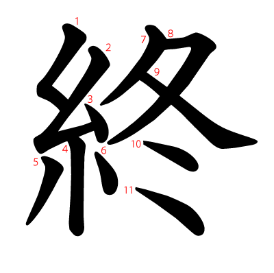 終の教科書体(筆順付き)