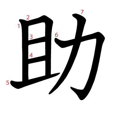 助の教科書体(筆順付き)