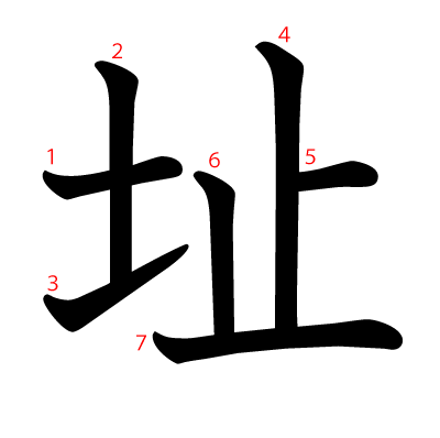 址の教科書体(筆順付き)