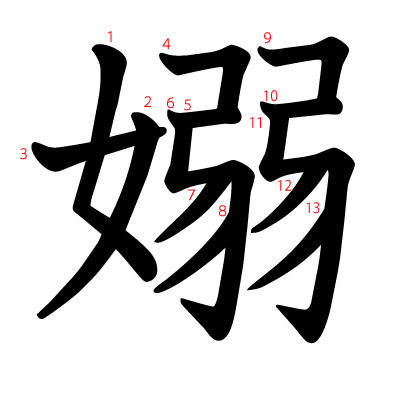 嫋の教科書体(筆順付き)