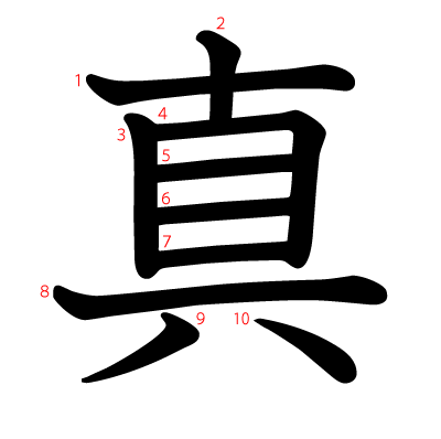 真の教科書体(筆順付き)