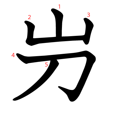 屶の教科書体(筆順付き)