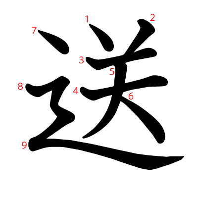 送の教科書体(筆順付き)