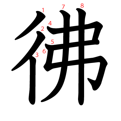 彿の教科書体(筆順付き)