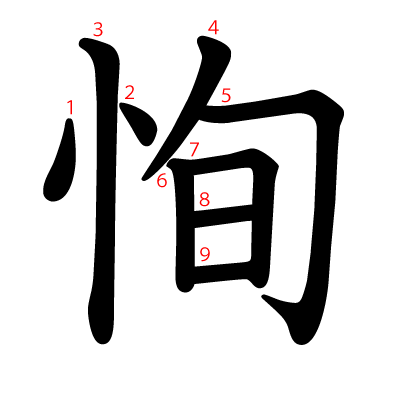 恂の教科書体(筆順付き)