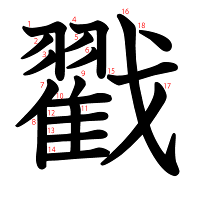 戳の教科書体(筆順付き)