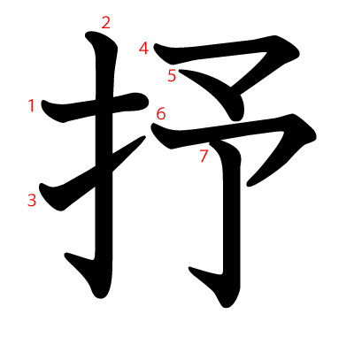 抒の教科書体(筆順付き)
