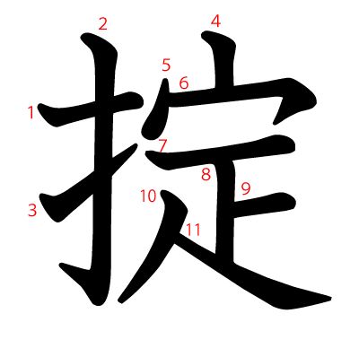 掟の教科書体(筆順付き)