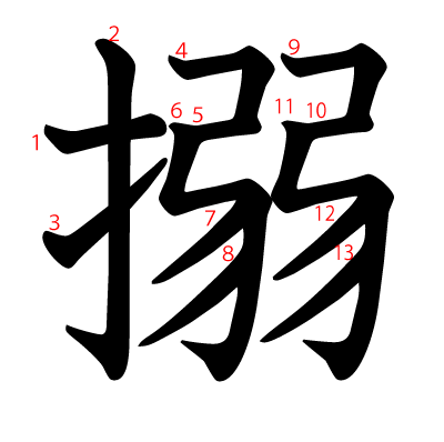 搦の教科書体(筆順付き)
