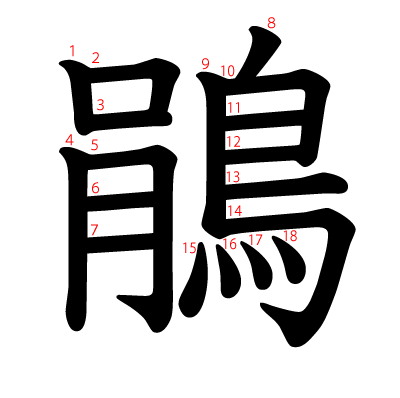 鵑の教科書体(筆順付き)