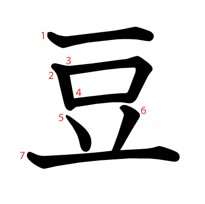 豆の教科書体(筆順付き)
