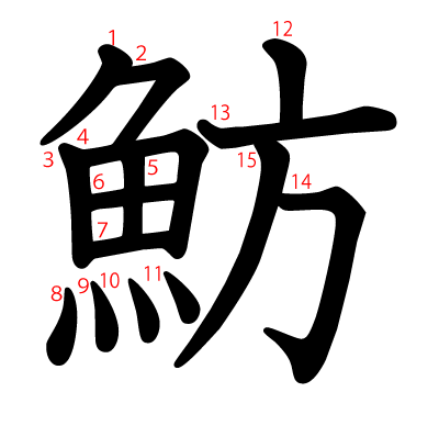 魴の教科書体(筆順付き)