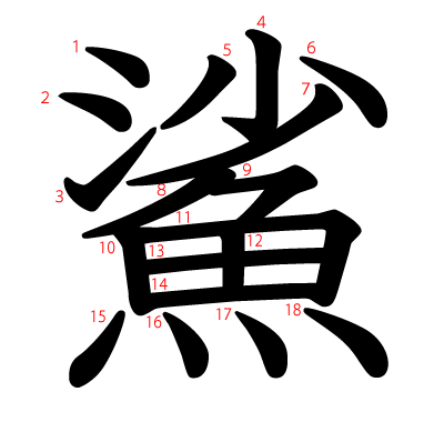 鯊の教科書体(筆順付き)