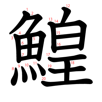 鰉の教科書体(筆順付き)