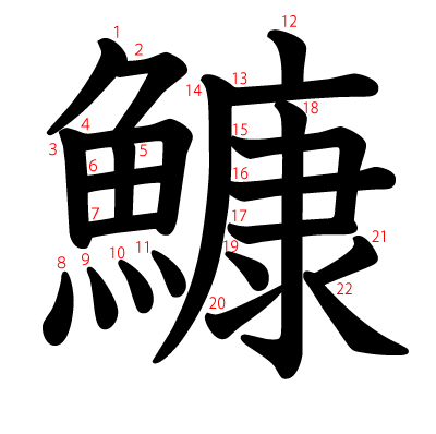 鱇の教科書体(筆順付き)