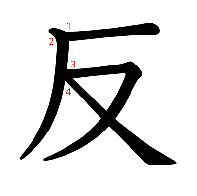 反の教科書体(筆順付き)