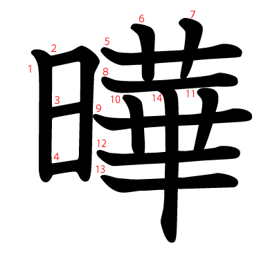 曄の教科書体(筆順付き)