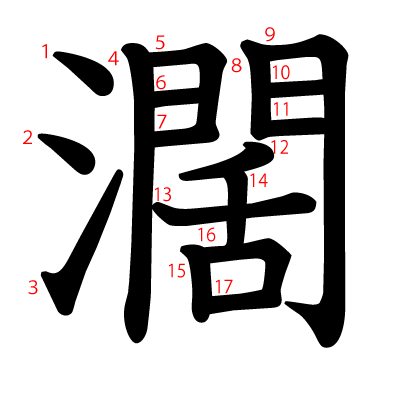 濶の教科書体(筆順付き)