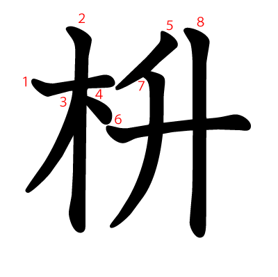 枡の教科書体(筆順付き)